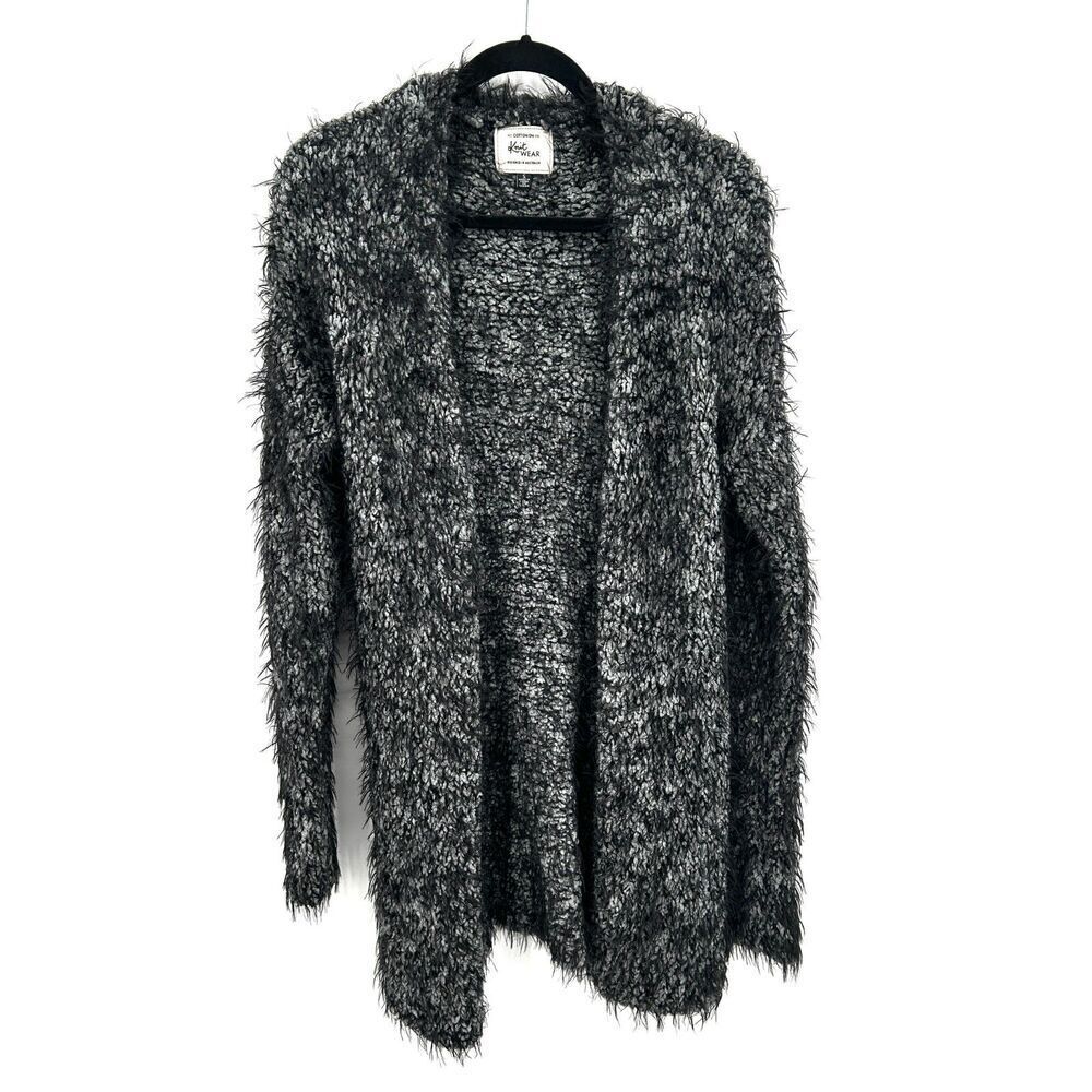COTTON ON Black Gray Eyelash Soft Knit Wear Long Cardigan Sweater Size Small